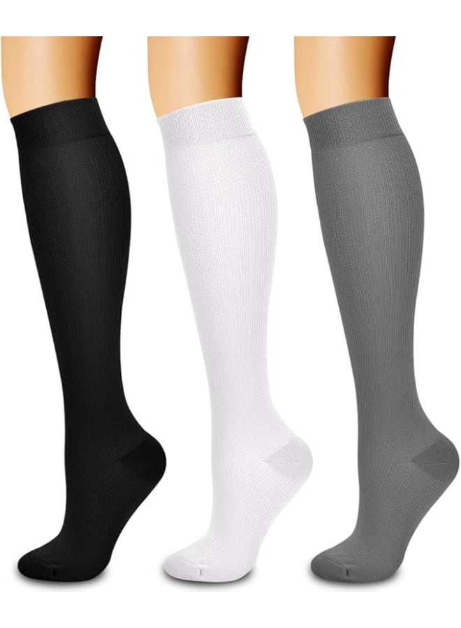 3 جوارب ضغط - جوارب ضغط مناسبة للرجال والنساء، مناسبة للارتداء أثناء الجري والتمارين الرياضية. - Image 1